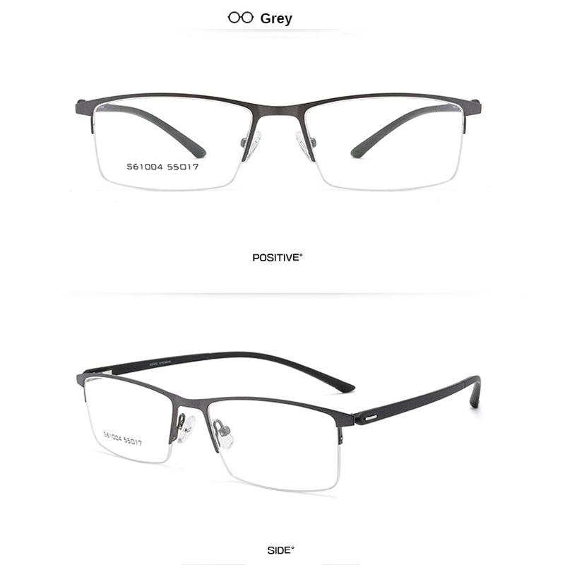 Men's Eyeglasses Business Half Rim Metal Alloy S61004 Semi Rim Gmei Optical Grey  