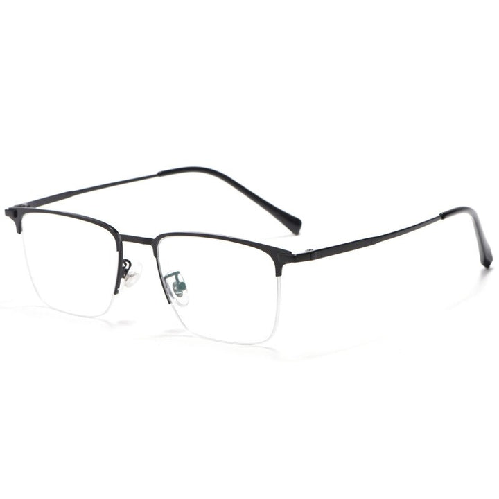 KatKani Men's Semi Rim Square Alloy Frame Eyeglasses T062505 Semi Rim KatKani Eyeglasses Black  