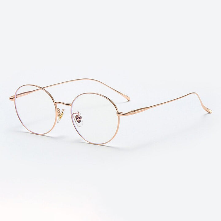 Aissuarvey Titanium Round Full Rim Frame Unisex Eyeglasses Full Rim Aissuarvey Eyeglasses Gold  