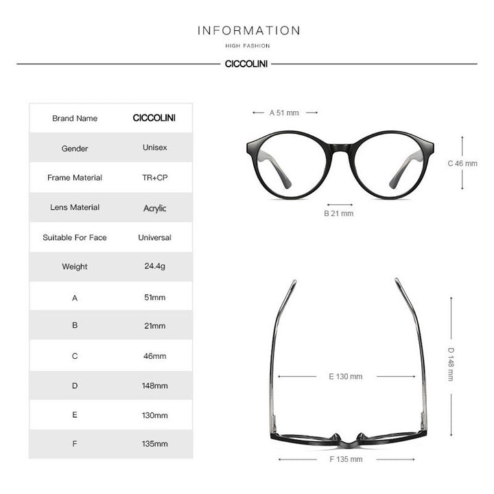 Women's Eyeglasses Round Glasses Frame Tr90 Cp 2007 Frame Gmei Optical   