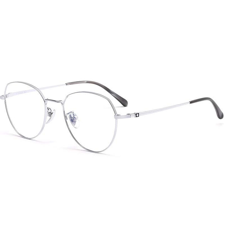 Muzz Men's Full Rim Square Oval Titanium Frame Eyeglasses 15012 Full Rim Muzz Silver  