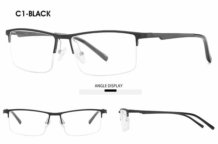 Hotochki Unisex Semi Rim Aluminum Magnesium Alloy Frame Eyeglasses 6331 Semi Rim Hotochki   