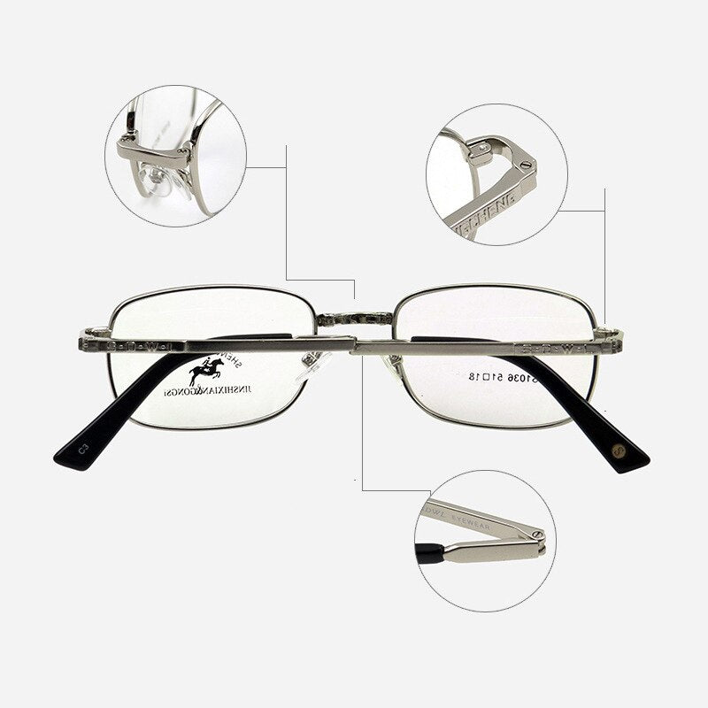 Men's Foldable Full Rim Alloy Frame Eyeglasses  Zt1036 Full Rim Bclear   