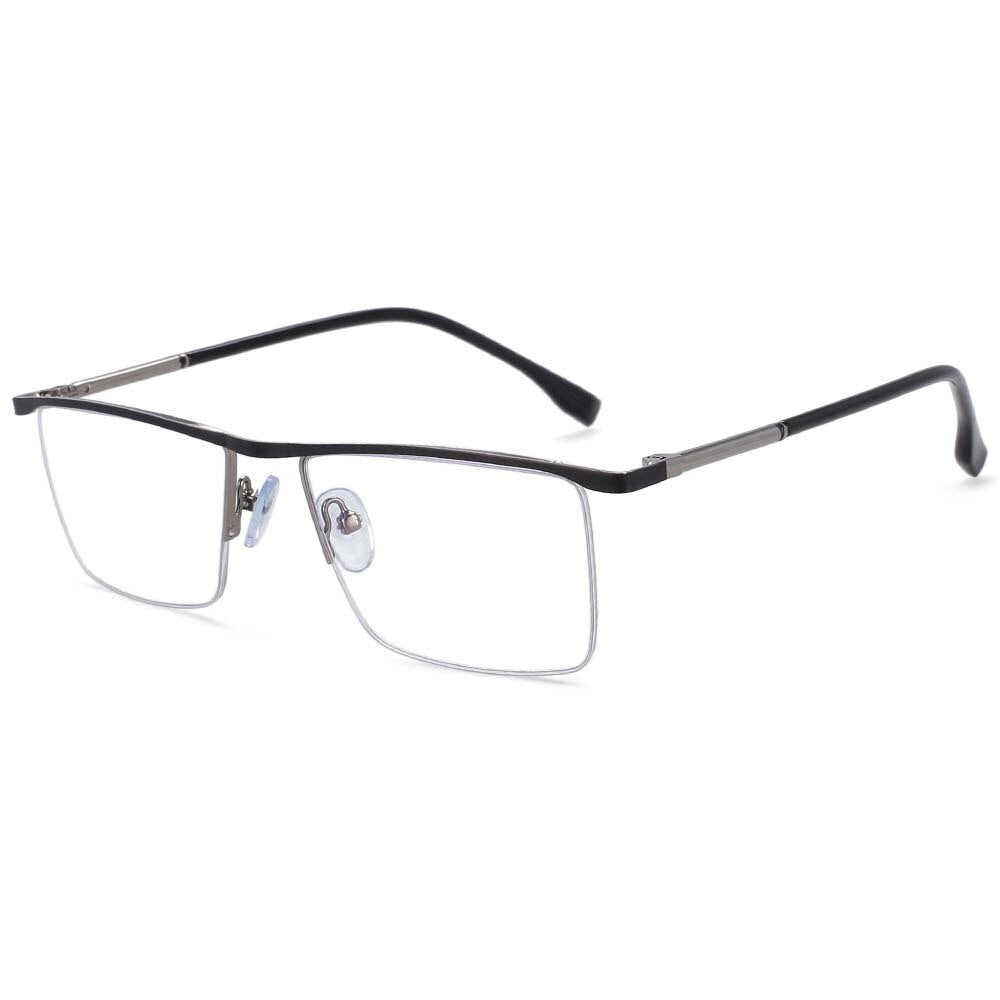 CCSpace Unisex Semi Rim Rectangle Alloy Frame Eyeglasses 54072 Semi Rim CCspace China black 