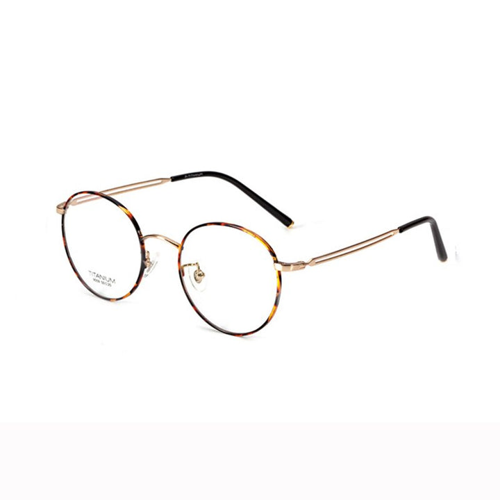 Women's Full Rim Round Titanium Frame Eyeglasses Lr9059 Full Rim Bclear Tortoise shell  