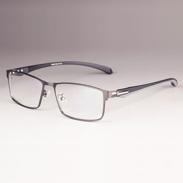Men's Full Half Rim IP Electroplated Titanium Alloy Frame Eyeglasses 66071 Semi Rim Bclear full rim gray  
