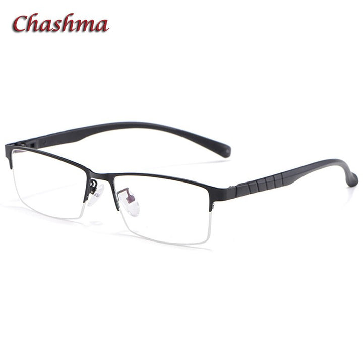 Chashma Ochki Semi Rim Unisex Square Alloy Eyeglasses 89033 Semi Rim Chashma Ochki Matte Black  