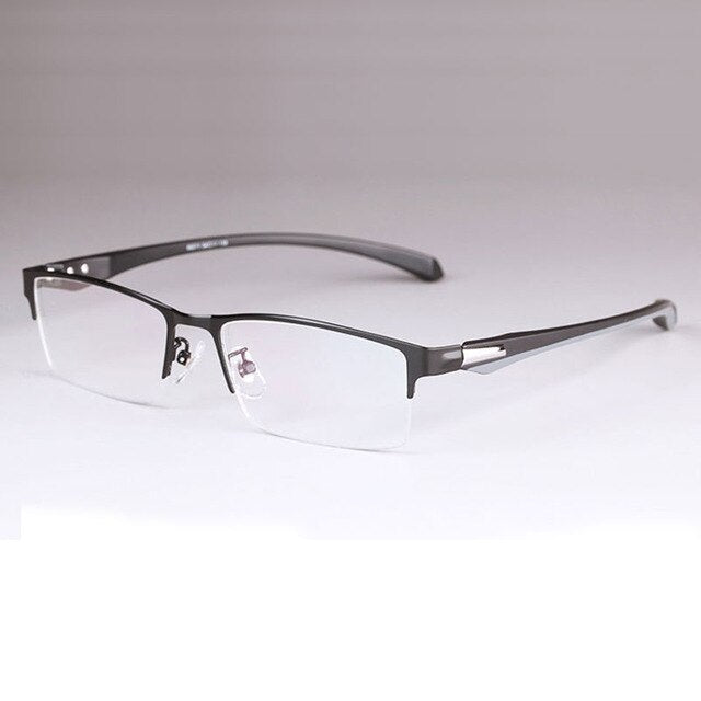 Men's Full Half Rim IP Electroplated Titanium Alloy Frame Eyeglasses 66071 Semi Rim Bclear half rim black  