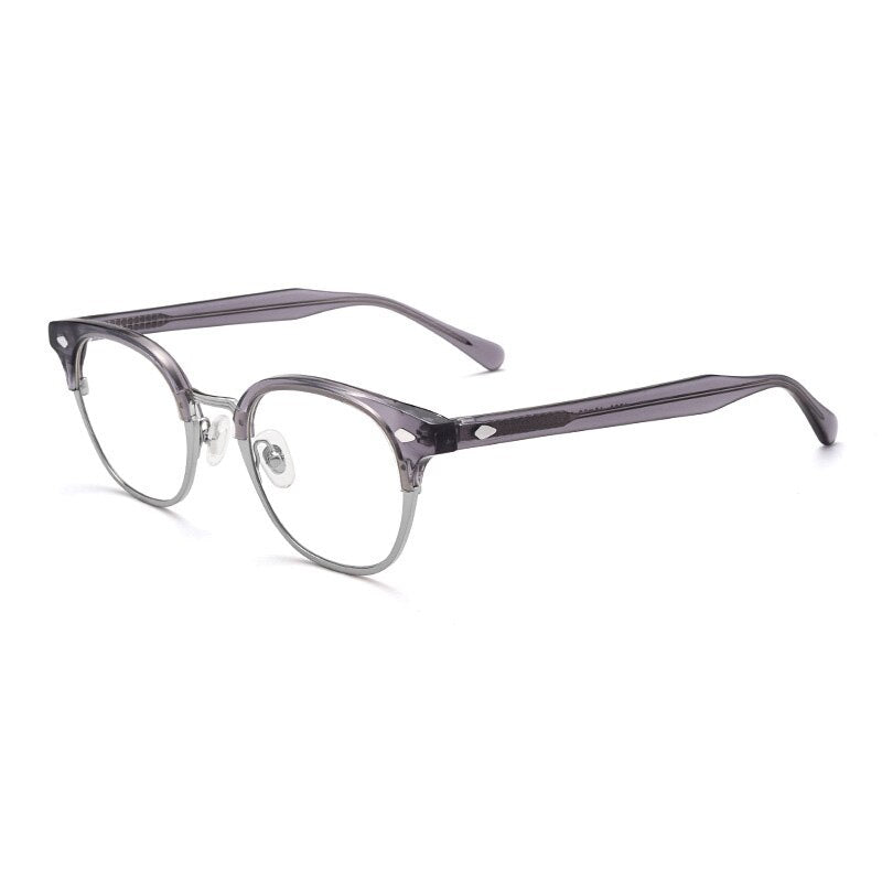 Aissuarvey Unisex Geometrical Full Rim Acetate Alloy Frame Eyeglasses Full Rim Aissuarvey Eyeglasses Gray silver  