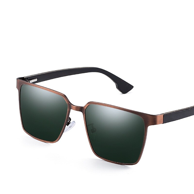 Yimaruili Men's Full Rim Square Wood/Stainless Steel Frame Polarized Lens Sunglasses 8037 Sunglasses Yimaruili Sunglasses Green  