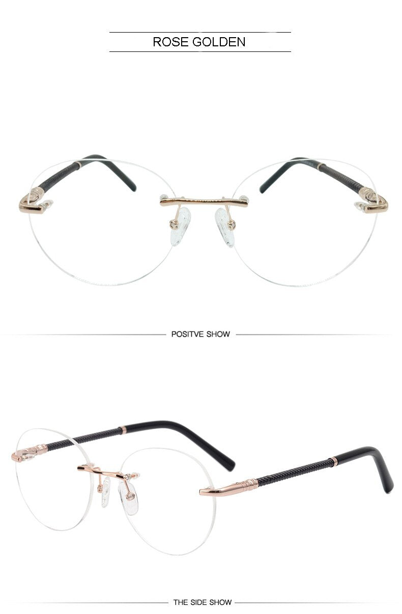 Aissuarvey Titanium Rimless Oval Frame Eyeglasses Men's 16066 – FuzWeb