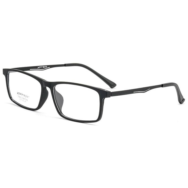 Yimaruili Men's Full Rim TR 90 Resin β Titanium Frame Eyeglasses 9830 Full Rim Yimaruili Eyeglasses Black  
