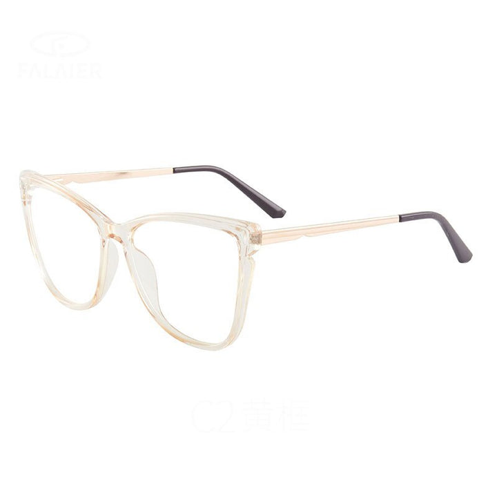 Hotony Women's Full Rim TR 90 Resin Cat Eye Frame Eyeglasses 7021 Full Rim Hotony Yellow  