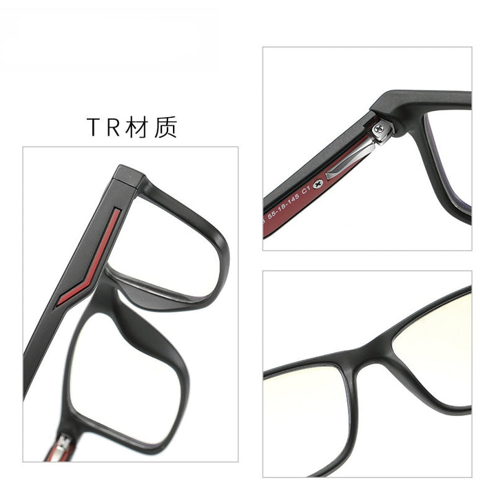 Men's Tr 90 Full Rim Square Frame Eyeglasses Anti Blue Light Full Rim Bclear   