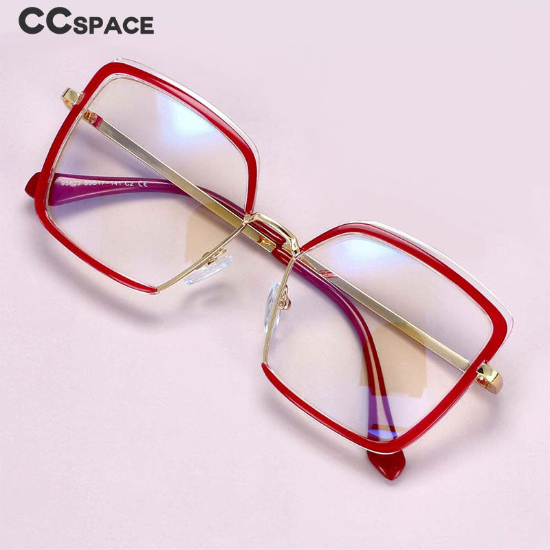 CCspace Unisex Semi Rim Square Tr 90 Titanium Frame Eyeglasses 54078 Semi Rim CCspace   