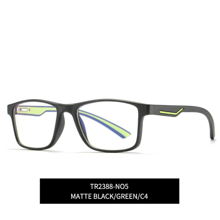 Reven Jate Men's Eyeglasses 2388 Tr90 Square Glasses Eyewear Frame Reven Jate black-green  