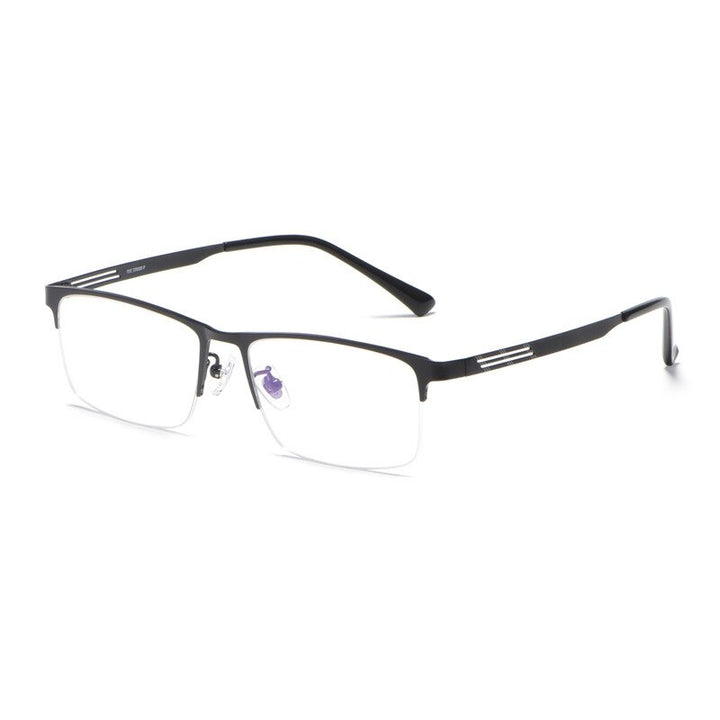 Yimaruili Men's Semi Rim Titanium Frame Eyeglasses F2322 Semi Rim Yimaruili Eyeglasses Black  