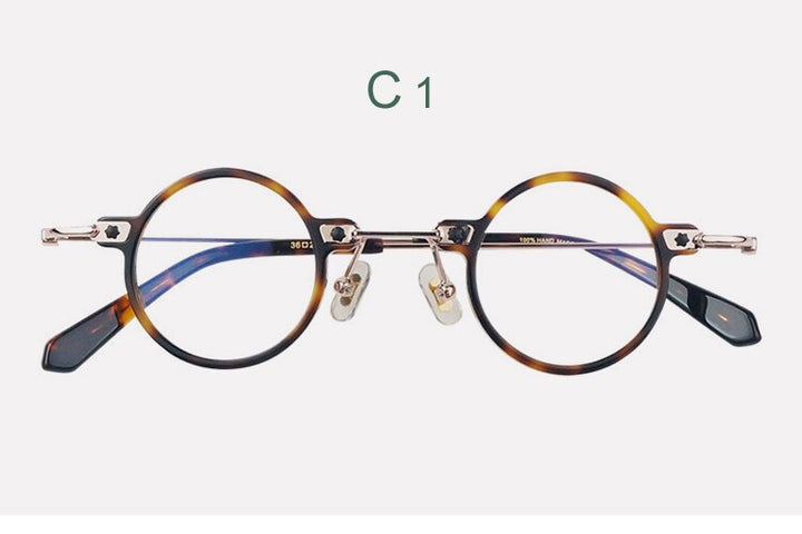 Unisex Full Rim Round Eyeglasses Acetate Frame Customizable Lenses Full Rim Yujo C1 China 
