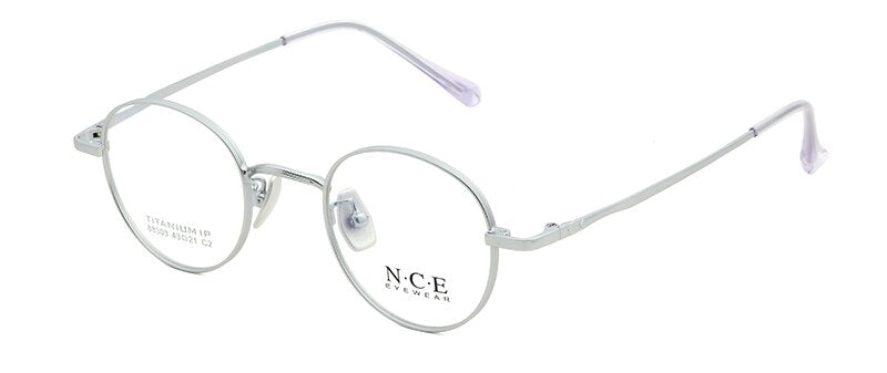 Bclear Unisex Eyeglasses Titanium Round Full Rim Sc88303 Full Rim Bclear silver  