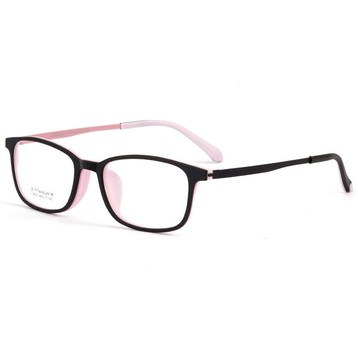 Hdcrafter Unisex Full Rim Square Tr 90 Titanium Frame Eyeglasses 8807 Full Rim Hdcrafter Eyeglasses Black Pink  