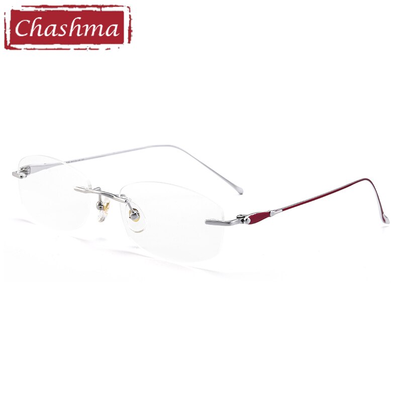 Women's Rimless Titanium Frame Eyeglasses 8045 Rimless Chashma Purple with Silver  