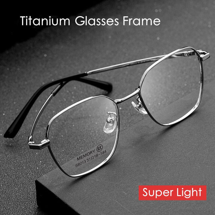 KatKani Unisex Full Rim Titanium Alloy Polygon Frame Eyeglasses 68013 Full Rim KatKani Eyeglasses   