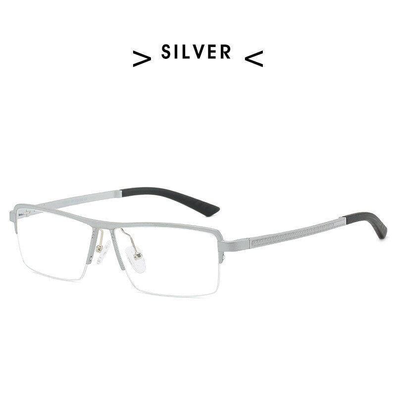 Hdcrafter Unisex Semi Rim Rectangle Tr 90 Titanium Frame Eyeglasses P6340 Semi Rim Hdcrafter Eyeglasses Silver  