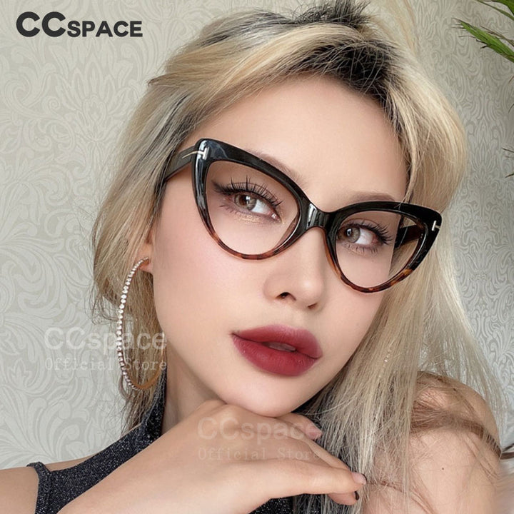 CCSpace Women's Full Rim Cat Eye Acetate Frame Eyeglasses 45131 Full Rim CCspace   