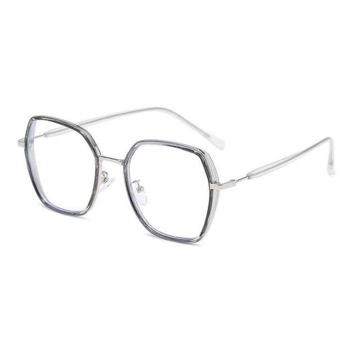 Hotony Unisex Full Rim Polygon Alloy Frame Eyeglasses 1962 Full Rim Hotony Gray Silver  