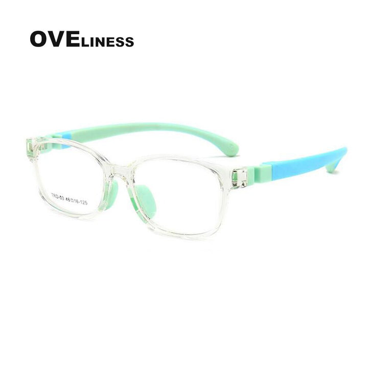 Oveliness Unisex Children's Full Rim Square Tr 90 Titanium Eyeglasses Olp03 Full Rim Oveliness C10  