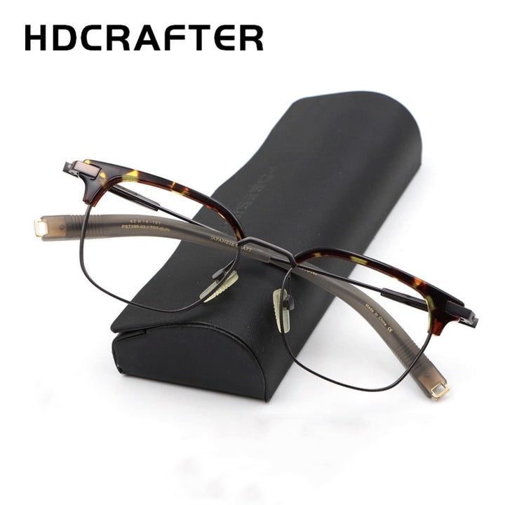 Hdcrafter Unisex Full Rim Square Titanium Frame Eyeglasses Ps7399 Full Rim Hdcrafter Eyeglasses   