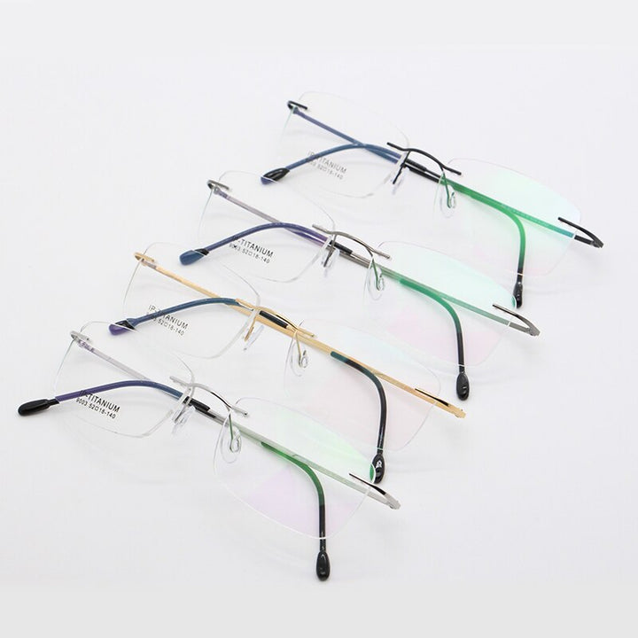 Unisex Rimless Titanium Frame Eyeglasses Customizable Lenses 9003 Rimless Bclear   