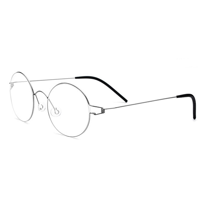 Yimaruili Unisex Full Rim Screwless Titanium Alloy Round Frame Eyeglasses 28607 Full Rim Yimaruili Eyeglasses Gun  