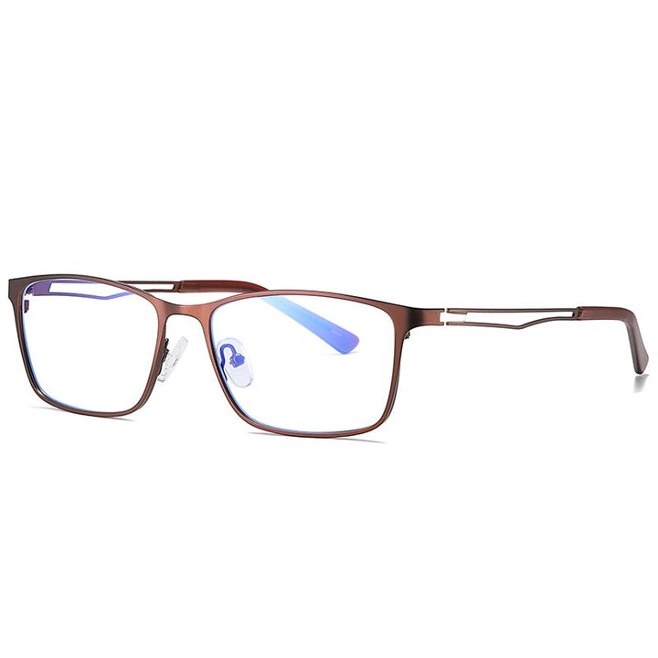 Reven Jate Men's Eyeglasses 5927 Full Rim Alloy Front Flexible Plastic Tr-90 Full Rim Reven Jate brown  