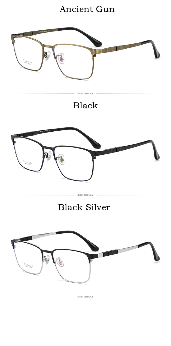 Yimaruili Men's Full Rim Square β Titanium Frame Eyeglasses 98011JY Full Rim Yimaruili Eyeglasses   