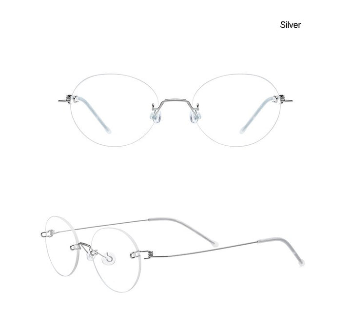 Aissuarvey Round Titanium Alloy Rimless Frame Unisex Eyeglasses Rimless Aissuarvey Eyeglasses Silver CN 