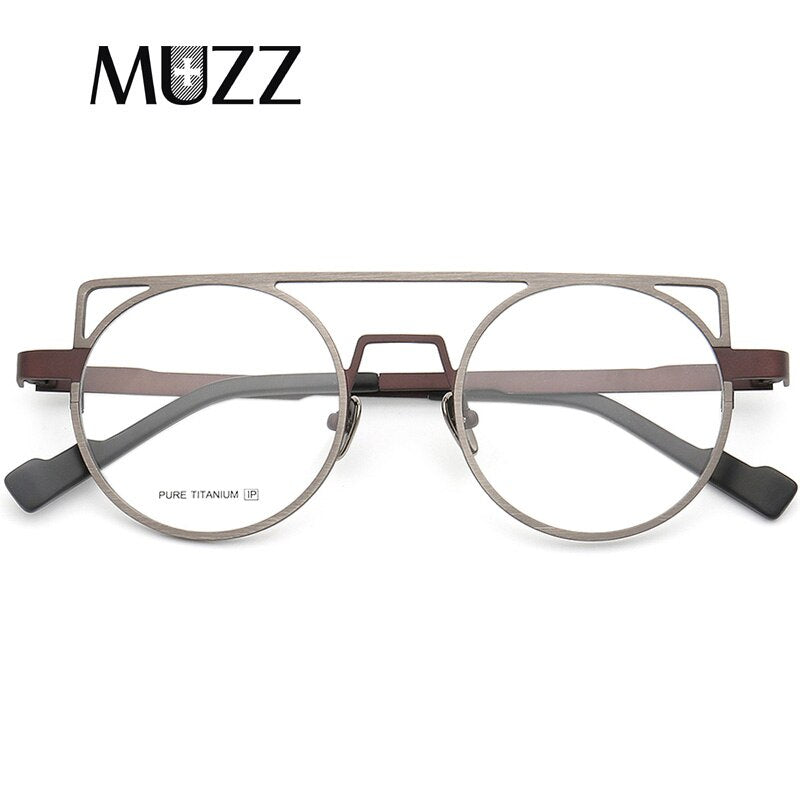 Muzz Women's Full Rim Round Cat Eye Titanium Double Bridge Frame Eyeglasses T70 Full Rim Muzz C4  