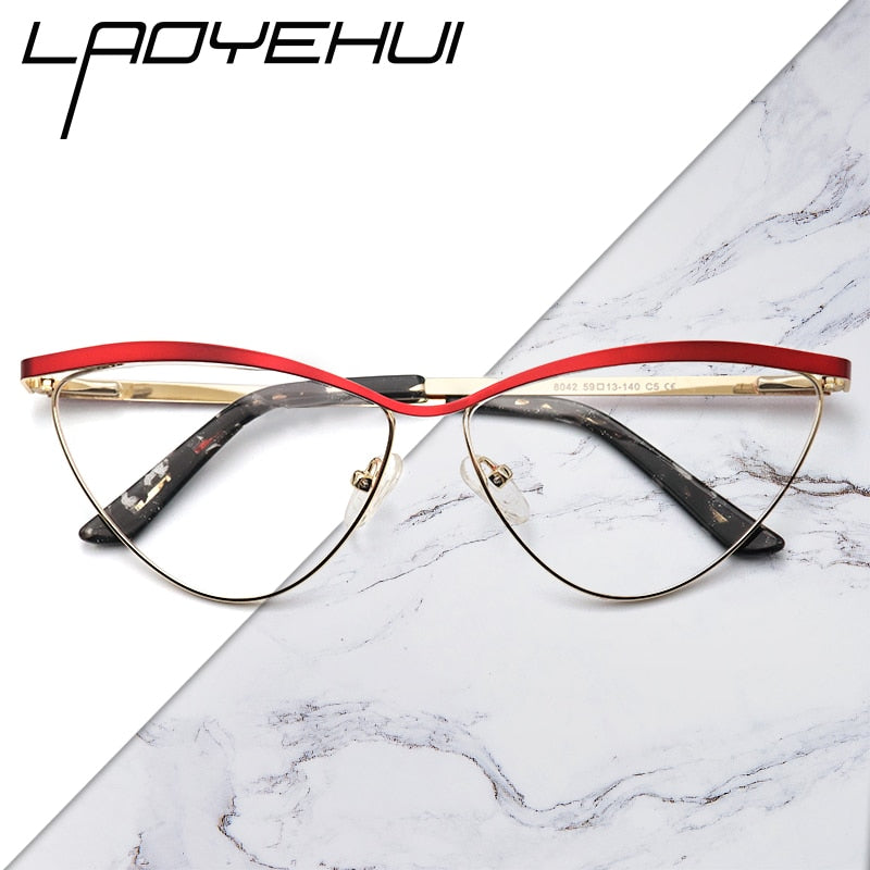 Laoyehui Women's Eyeglasses Cat Eye Alloy Frame 8042 Frame Laoyehui   