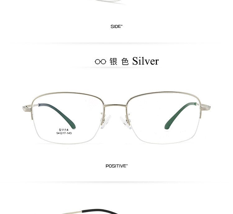 Men's Semi Rim IP Electroplated Titanium Alloy Frame Eyeglasses Zt1114 Semi Rim Bclear   