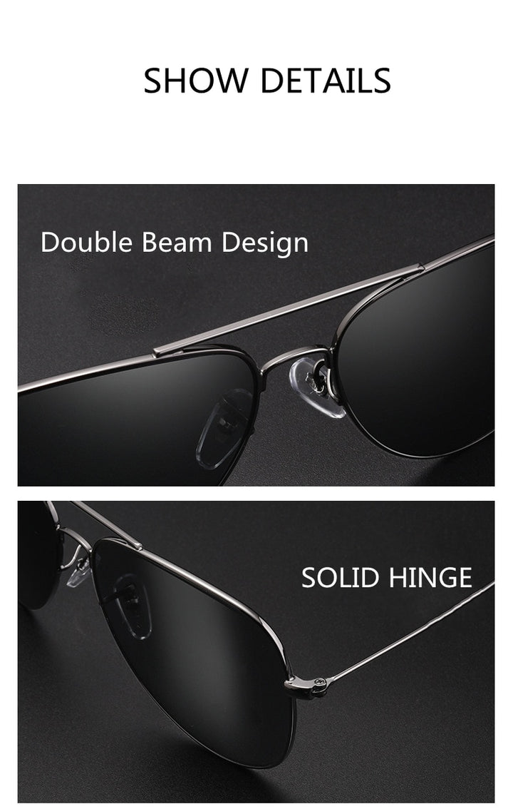 KatKani Men's Full Rim Double Bridge Alloy Frame Polarized Sunglasses 013026 Sunglasses KatKani Sunglasses   