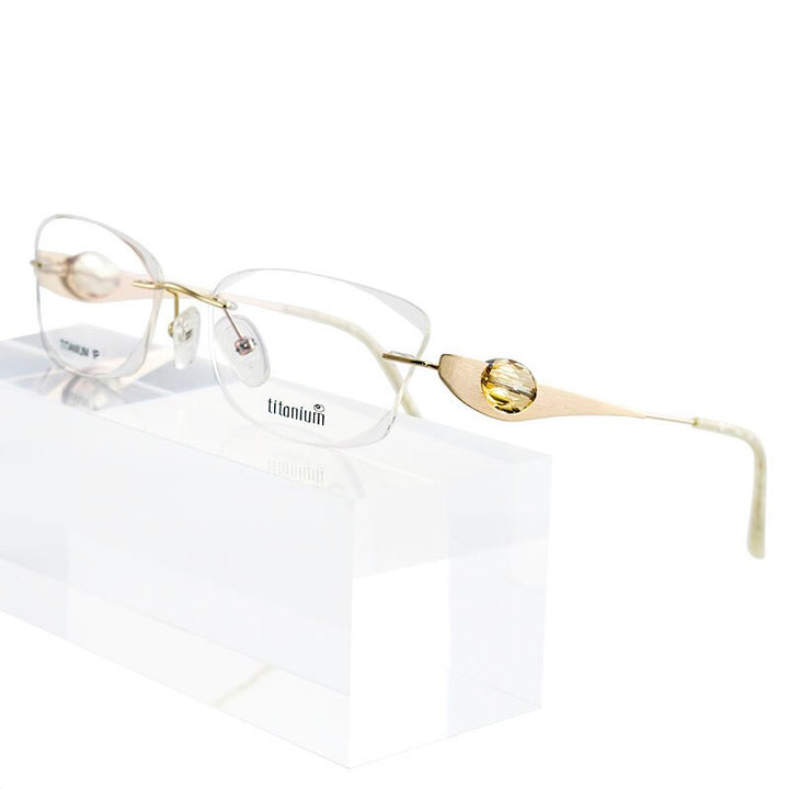 Aisuaarvey Titanium Rimless Frame Women's Golden Eyeglasses Rimless Aissuarvey Eyeglasses Default Title  