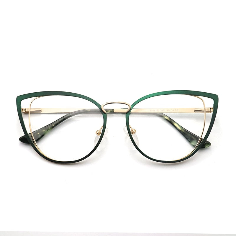 Laoyehui Women's Eyeglasses Cat Eye Alloy Frame 8104 Full Rim Laoyehui Green  