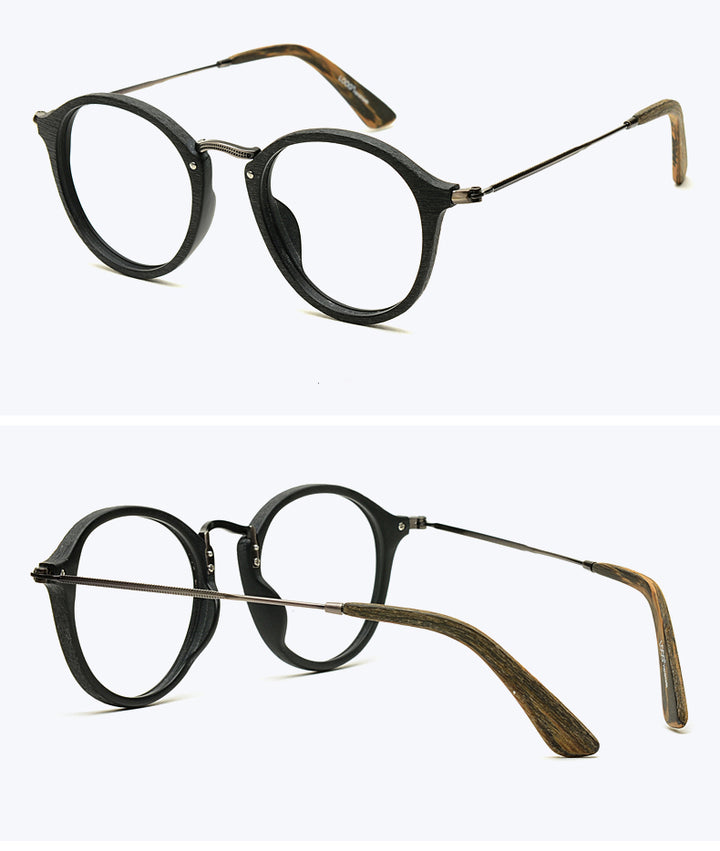 Hdcrafter Unisex Full Rim Round Wood Frame Eyeglasses Rb2447 Full Rim Hdcrafter Eyeglasses   