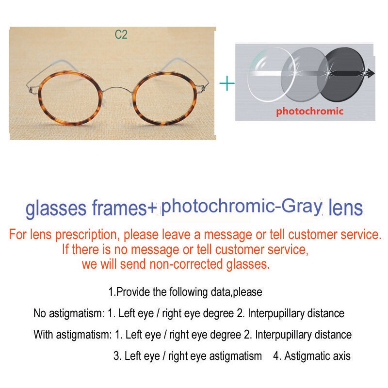 Unisex Handcrafted Customizable Lens Titanium Alloy Round Frame Eyeglasses Frame Yujo gray Lenses C2 China 