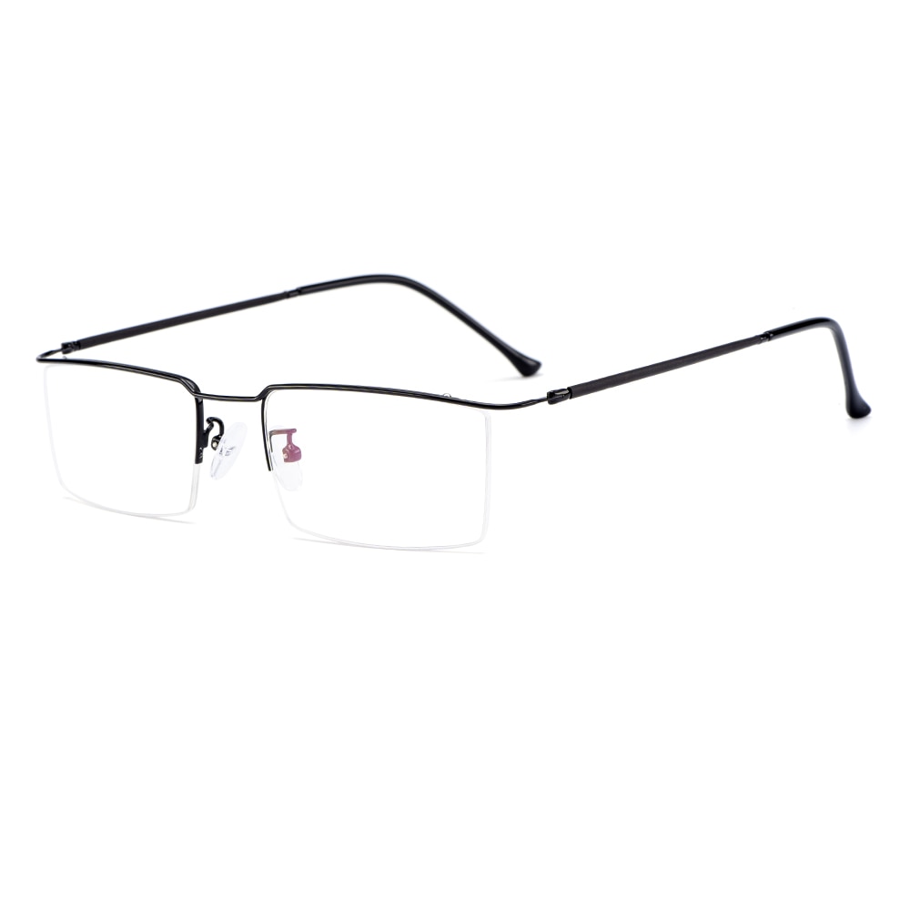 Gmei Men's Semi Rim Square Titanium Alloy Eyeglasses Y2533 Semi Rim Gmei Optical C4 Black  