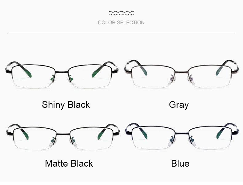 Hotony Men's Semi Rim Titanium Alloy Rectangle Frame Eyeglasses 9071 Semi Rim Hotony   