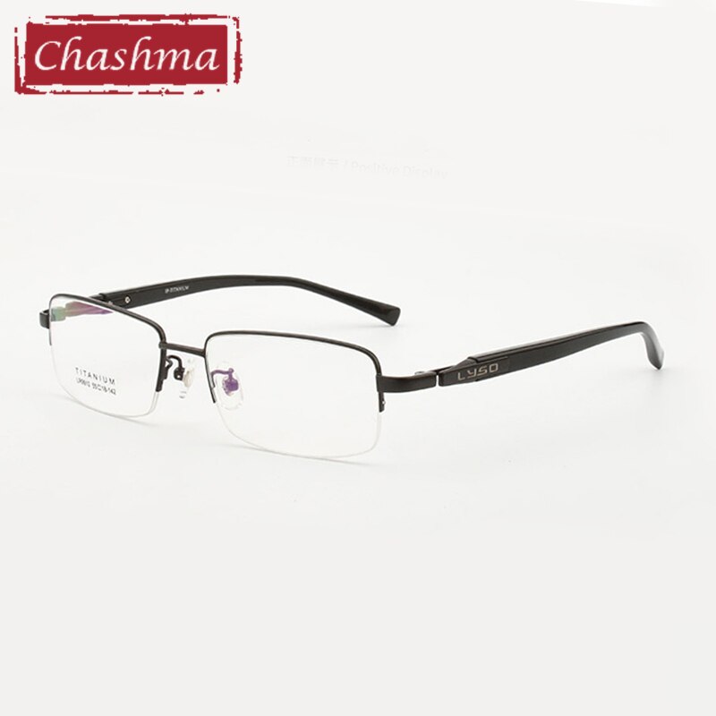 Chashma Ochki Men's Semi Rim Rectangle Titanium Eyeglasses 9910 Semi Rim Chashma Ochki Black  