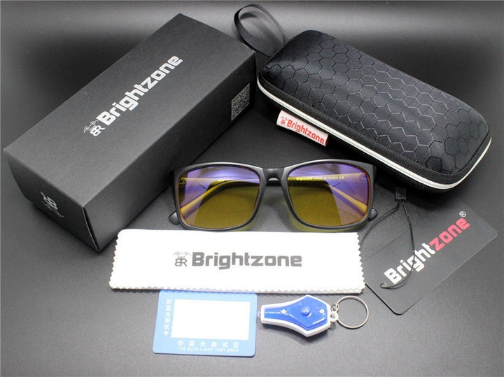 Men's Eyeglasses Computer Glasses Anti Blue Ray Light Cr39 Frame Brightzone MaBlackYellowFullset  
