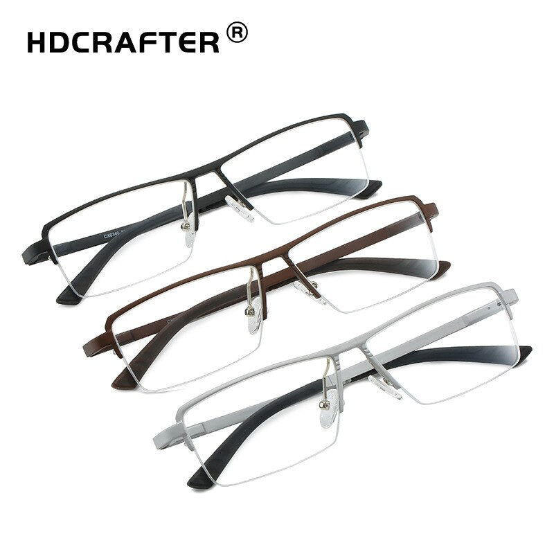 Hdcrafter Unisex Semi Rim Rectangle Tr 90 Titanium Frame Eyeglasses P6340 Semi Rim Hdcrafter Eyeglasses   