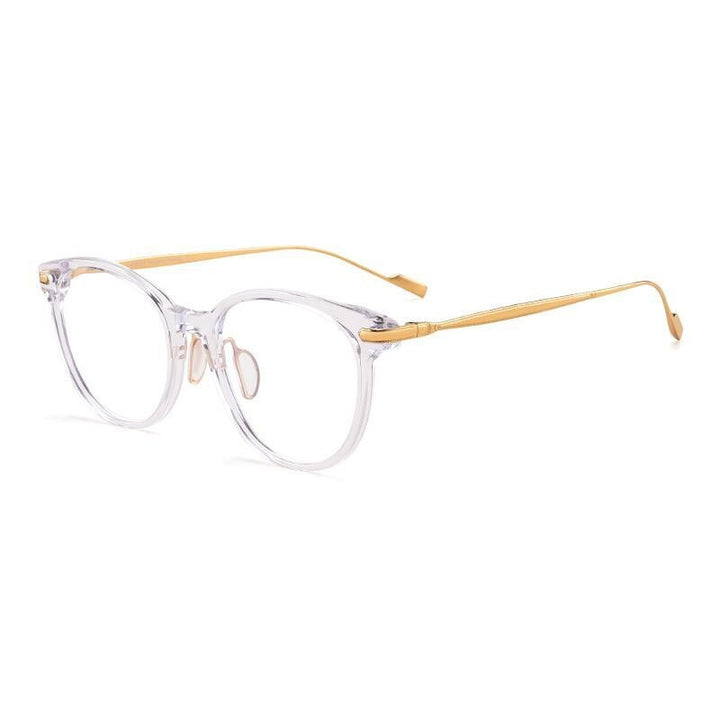 Aissuarvey Full Rim Round Cat Eye Titanium Frame Eyeglasses Unisex Full Rim Aissuarvey Eyeglasses Clear gold  